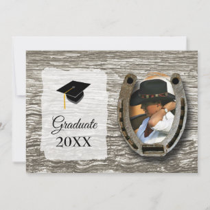 Invitation Rustique de style western avec graduation photo