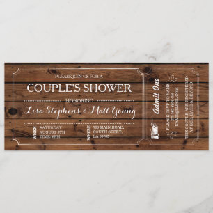 Invitation rustique de tableau de billet de la