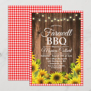 Invitation rustique de tournesol de BBQ d'adieu