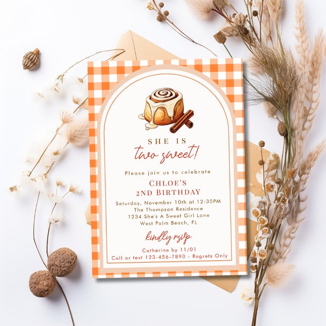 Invitation Rustique Deux Douce Roulé à la Cannelle Fête de De (Créateur téléchargé)