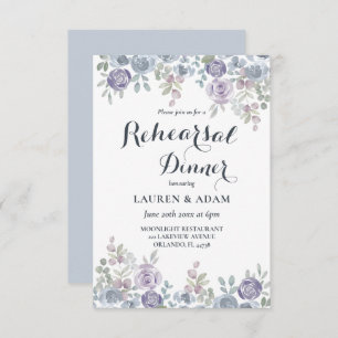 Invitation Rustique Dusty Blue Floral Mariage