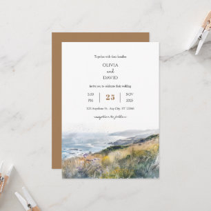 Invitation Rustique Dusty Windy Bluffs Ocean View mariage pla