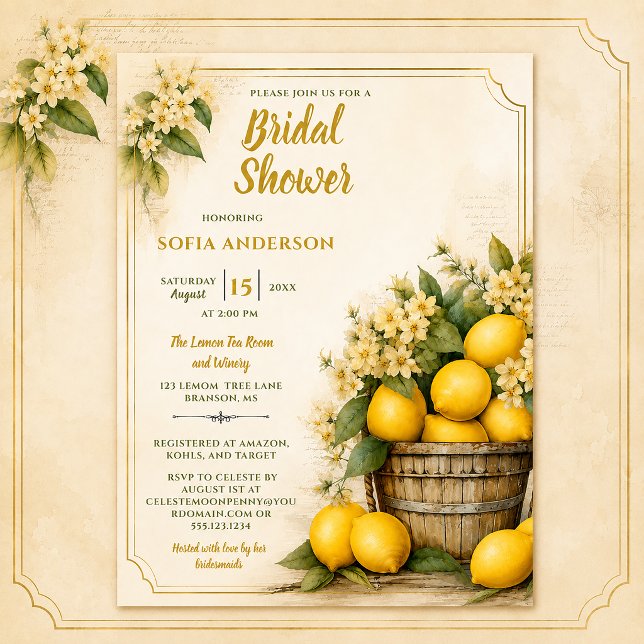 Invitation Rustique Élégance Fête de Mariage Lemon Grove |  (Créateur téléchargé)