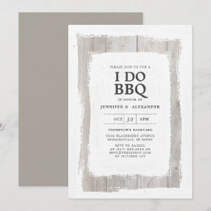 Invitation Rustique Elegant Barnwood I DO BBQ Engagement Part