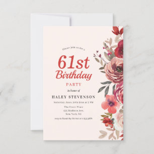 Invitation Rustique Élégant Bohème Chic Floral 61e Anniversai