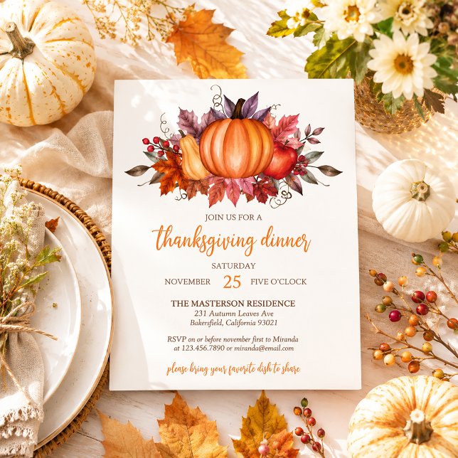 Invitation Rustique Élégant Citrouille Feuilles d'Automne Act (Créateur téléchargé)