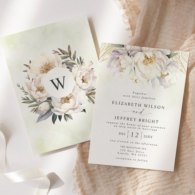 Invitation Rustique Elégant Verdure Blanc Floral Mariage (Rustic Elegant Greenery White Floral Wedding Invitation)