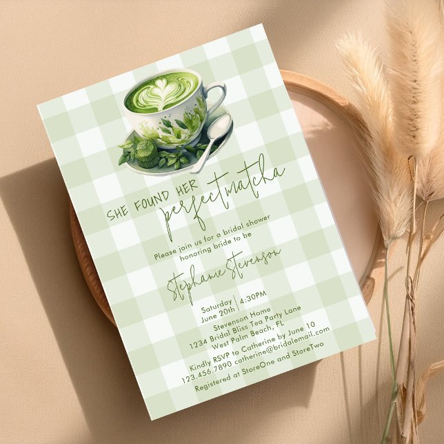 Invitation Rustique Elle a Trouvé Son Thé Matcha de Mariage P (Créateur téléchargé)