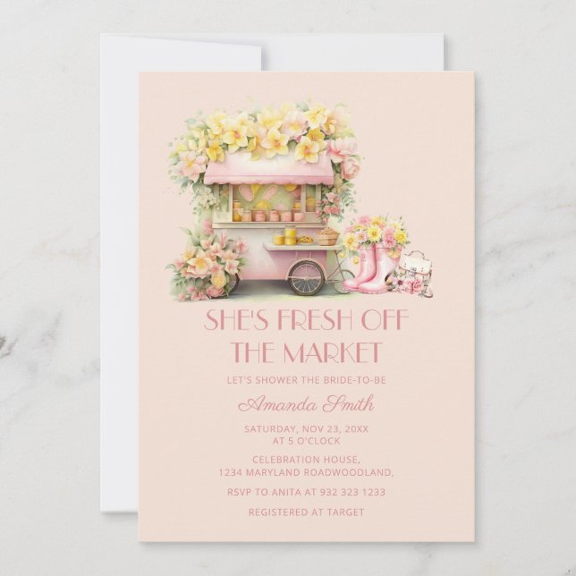 Invitation Rustique Elle est fraîche du marché Enterrement de (Devant)