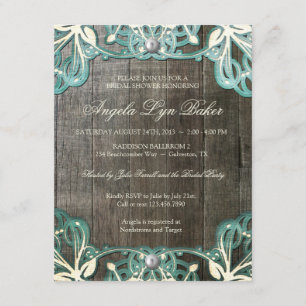 Invitation rustique en bois de Fête de la mariée