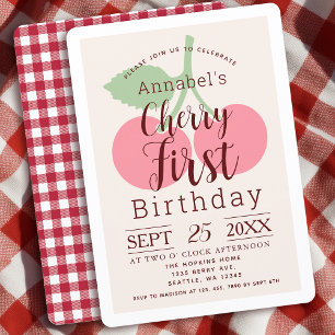 Invitation Rustique En vichy Cherry 1er anniversaire