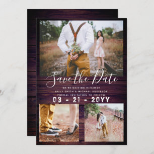 Invitation RUSTIQUE Enregistrer la date Mariage PHOTO COLLAGE