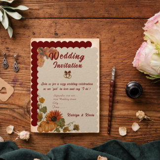 Invitation Rustique et cosy Mariage d'automne