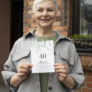 Invitation Rustique Eucalyptus 40e anniversaire de fête Invit