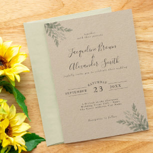 Invitation Rustique Eucalyptus Eco Convivial Kraft Mariage pa