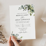 Invitation Rustique Eucalyptus Feuille Mariage de verdure<br><div class="desc">Cette collection élégante présente des feuilles de verdure à l'aquarelle mélangée avec un serif élégant et délicat sans police en noir,  avec un monogramme sur le dos. Éléments correspondants disponibles.</div>