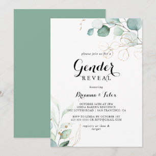 Invitation Rustique Eucalyptus Gold Floral Genre Reveval Part