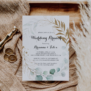 Invitation Rustique Eucalyptus Gold Floral Mariage Brunch