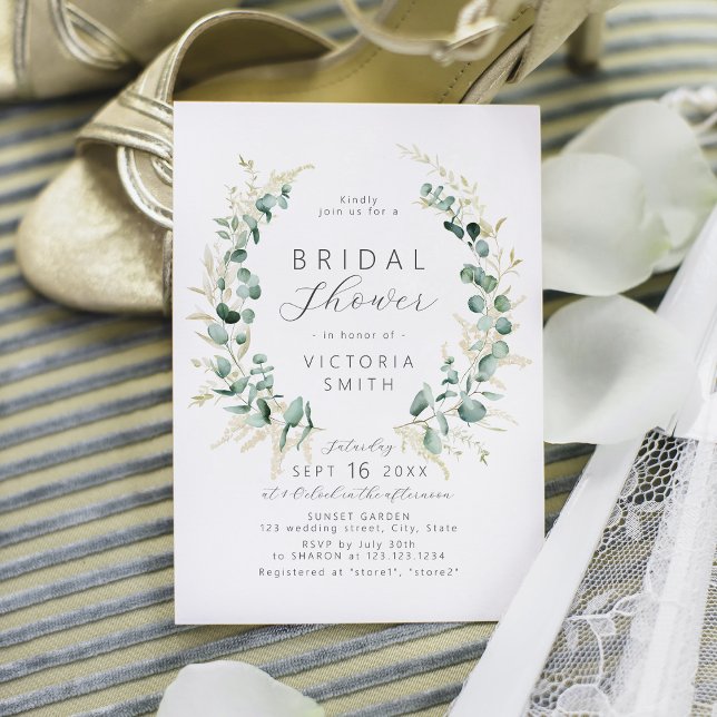 Invitation Rustique eucalyptus sauge vert boho douche de mari (Créateur téléchargé)