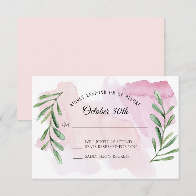 Invitation Rustique Eucalyptus Verdure Moderne Aquarelle RSVP (Devant / Derrière)