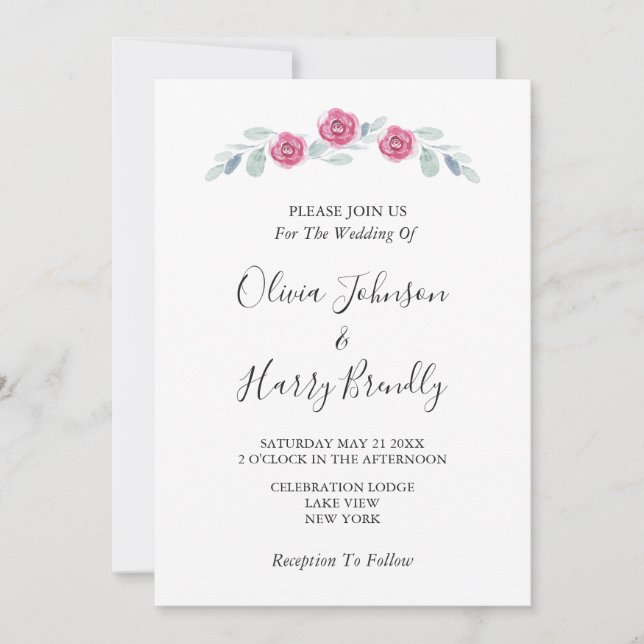 Invitation Rustique Eucalyptus Vert Mariage blanc (Devant)