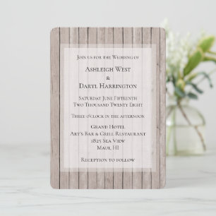 Invitation Rustique Faux Mariage Brown bois