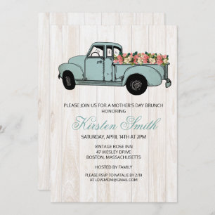 Invitation Rustique Fête des Mères Amour Floral Truck Invitat
