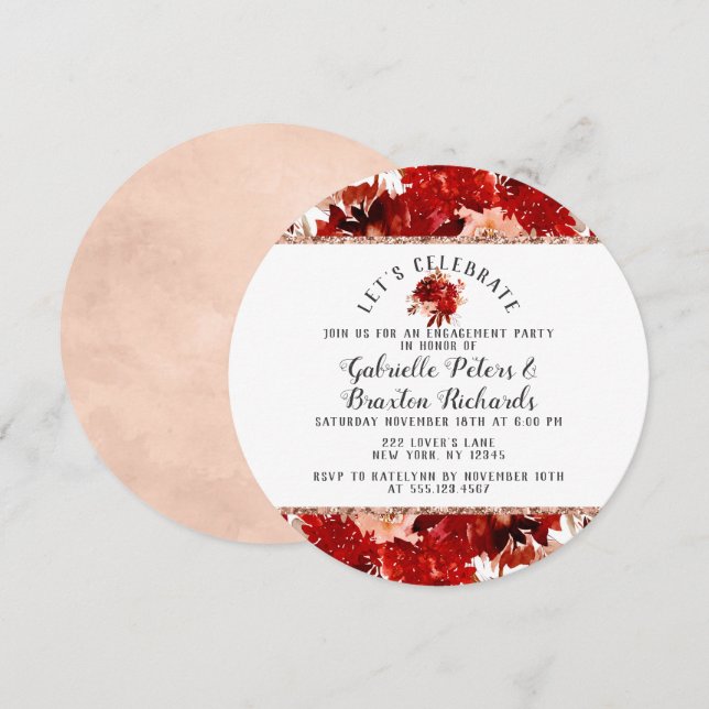 Invitation Rustique Fêtons l'invitation de la partie d'engage (Devant / Derrière)