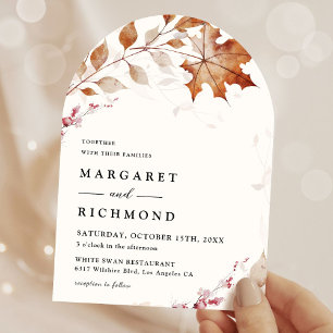 Invitation Rustique Feuille en terre cuite Mariage d'arche aq