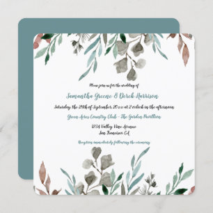 Invitation Rustique Feuilles aquarelle cadre mariage invitati