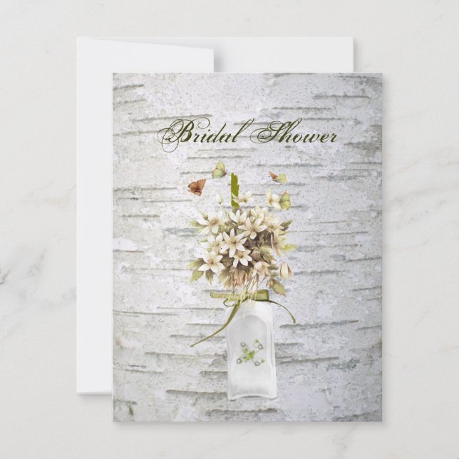 Invitation rustique fleur sauvage blanc bouleau mariage (Devant)