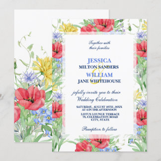 Invitation Rustique Fleur sauvage coloré été Mariage