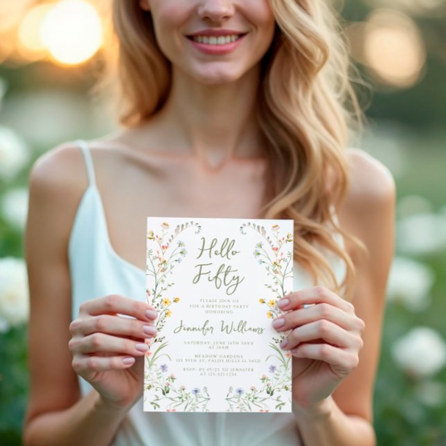 Invitation Rustique Fleur sauvage Floral 50e anniversaire Inv (Créateur téléchargé)