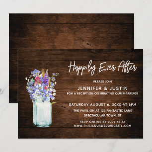 Invitation Rustique Fleurs des champs dans un pot en verre po