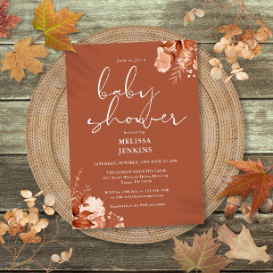 Invitation Rustique Floral Automne Baby shower d'automne