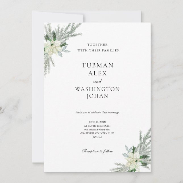 Invitation Rustique Floral Automne Mariage d'hiver (Devant)