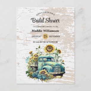 Invitation Rustique Floral Bois Bridal Douche