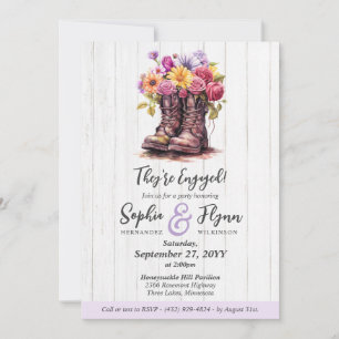 Invitation Rustique Floral Boot Grange Bois Farm Engagement P
