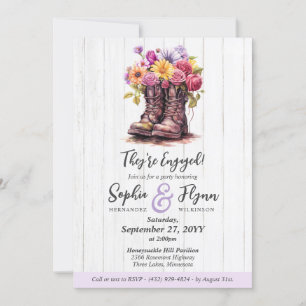 Invitation Rustique Floral Boot Grange Bois Farm Engagement P