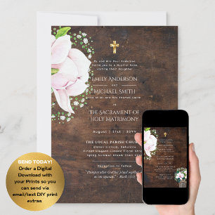 Invitation Rustique Floral Catholique Mariage de Masse Nuptia