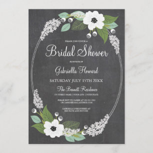 Invitation Rustique Floral Chalkboard Bridal Douch