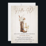 Invitation Rustique Floral Cowgirl Bottle 40e anniversaire<br><div class="desc">Rustique Floral Cowgirl Boot Bottle 40th Birthday Invitation Cette invitation de bonjour 40 anniversaire comporte une aquarelle rustique comme arrière - plan,  bottes cowgirl,  fleurs sauvages,  bouteille de verre et de champagne. Le titre est une image et ne peut pas être modifié.</div>