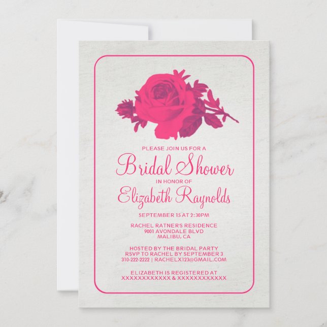 Invitation rustique floral de roses indien/de (Devant)