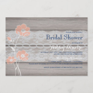 Invitation Rustique Floral et dentelle de douche n