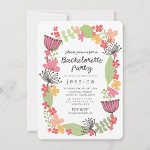 Invitation Rustique Floral Frontière Bachelorette Party