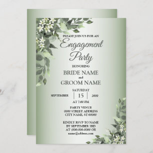 Invitation Rustique Floral Green Feuilles