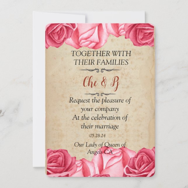 Invitation Rustique Floral Mariage Card (Devant)