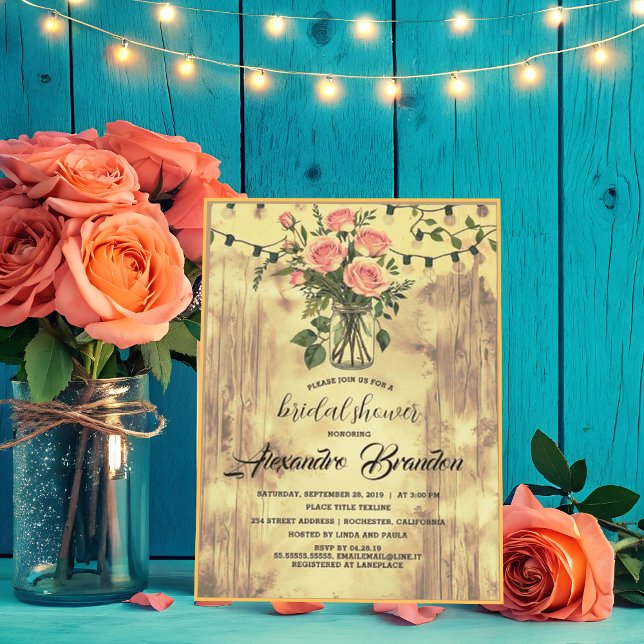 Invitation Rustique Floral Mason Jar Mariage douche (Créateur téléchargé)