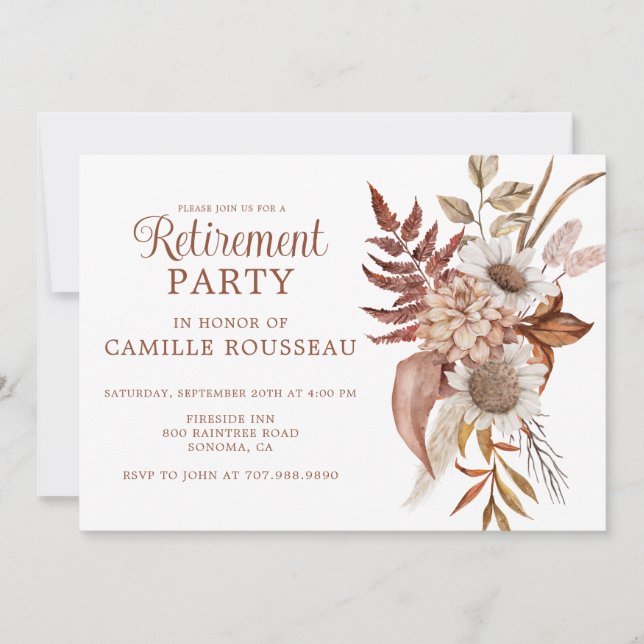 Invitation Rustique Floral Retraite Party (Devant)