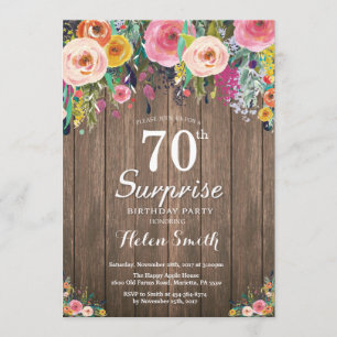 Invitation Rustique Floral Surprise 70e anniversaire Invitati